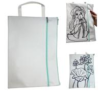 Syiyunran Housse de livre avec poche frontale - Sac d'école en toile blanc pur, Protège-livres de poche avec fermeture éclair et poignée, cadeaux pour les amateurs livres (par soi-même DIY dessiné)