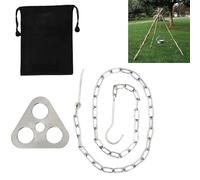 Syiyunran Inoxydable Portable Cooking Tripod Grilling - 1 Pièce, Argenté, Hauteur Réglable, Stable et Durable avec Chaîne Crochet, pour Cuisine Plein Air, Camping, Survie Sauvage