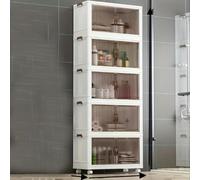 SYJYM Boîte de rangement pliable transparente avec roues et couvercles - Organisateur pliable en plastique autonome et anti-poussière pour la maison