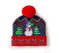 SYJYM Bonnet de Noël Adulte Enfant Jacquard Noël LED Light Écharpe Tricotée