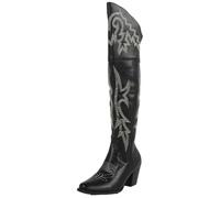 Syjym Bottes hautes pour femme Style western Cowboy Chevalier au-dessus du genou Fermeture éclair latérale Long tube Talons hauts, Noir , 39.5 EU