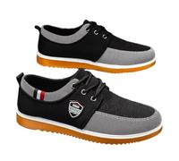 SYJYM Chaussures en tissu de grande taille polyvalentes pour homme Version planche décontractée à lacets en toile décontractée, Noir , 46 EU