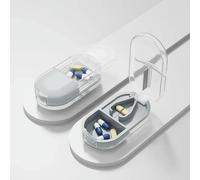 Syjym Coupe-pilules avec boîte de rangement invisible portable 2 en 1 Mini comprimé médicamenteux Anti-poussière Séparateur Organisateur Broyeur