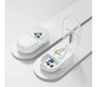 Syjym Coupe-pilules avec boîte de rangement invisible portable 2 en 1 Mini comprimé médicamenteux Anti-poussière Séparateur Organisateur Broyeur