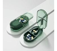 Syjym Coupe-pilules avec boîte de rangement invisible portable 2 en 1 Mini comprimé médicamenteux Anti-poussière Séparateur Organisateur Broyeur