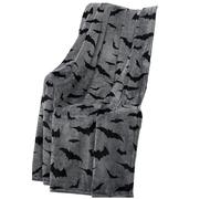 SYJYM Couverture d'Halloween noire et grise - Chauve-souris sur polaire douce en velours, couverture en flanelle anti-boulochage extra large