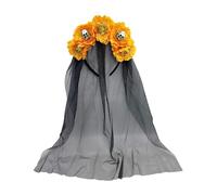 SYJYM Serre-tête de mort rose pour Halloween, voile de mariée, fantôme, accessoire pour cheveux, fête jour des morts