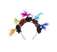 SYJYM Serre-tête Fée Halloween Jour des Morts Fleur Rose Couronne Effrayante Crâne Festival Bandeau Mexicain