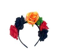SYJYM Serre-tête Fée Halloween Jour des Morts Fleur Rose Couronne Effrayante Crâne Festival Bandeau Mexicain