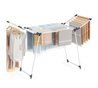 SYKIARIOL Étendoir à Linge Intérieur Pliable - Séchoir Extensible Extérieur sur Pied - Tancarville 17m Surface d'étendage - Ailes Hautes - Structure en Acier Épais Robuste - Blanc