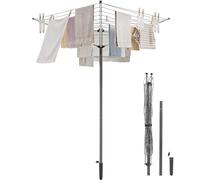 SYKIARIOL Séchoir à linge parapluie d'extérieur XXL avec douille de sol pour un linge propre - Réglable en hauteur - Avec corde à linge de 30 m pour 3 charges de linge