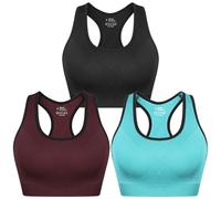 Sykooria Brassiere Sport Femme,Brassiere Yoga Brassiere Femme Coussinets Amovibles Élastique Danse sous-vêtements de Sport 341-Noir+Rouge+Bleu S