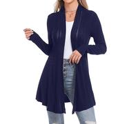 Sykooria Cardigan Longue légere Loose-Fit pour Femme Cardigan confortable en tricot avec briquet, Bleu Marine, L