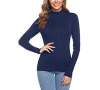 Sykooria FeiPull en Tricot Femme Col RouléManche Longue Classic Turtleneck Knit Elegant Pull en Tricot Sweater Sweatshirt Bleu S