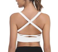 Sykooria Femme Soutien Gorge Sport Brassiere Femme Sport Coussinets Amovibles Soutiens-Gorge sans Armature Vetement Sport Femme Fitness 652-Blanc L
