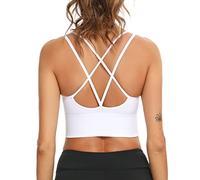 Sykooria Femme Soutien Gorge Sport Coussinets Amovibles Élastique Brassière Sport Yoga, Course à Pied, Danse sous-vêtements de Sport,L,Blanc