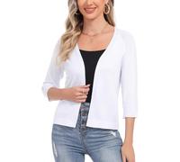 Sykooria Gilet Court Femme Elégante Cardigan Court à Manches 3/4 Ouvert Devant Boléros pour Robe T Shirt Soirée Cérémonie