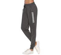 Sykooria Pantalon de Sport Femme en Coton Stripe Pantalon Taille Elastique Décontracté Pantalon de Jogging Pantalon d'entraînement Pilate Yoga Fitness(C-Gris foncé,M)