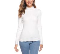 Sykooria Pull Femme Hiver Chaud Tricoté Pullover Col Roulé à Manches Longues Pull Moulant Basique Simple Sweater Côtelé à la Mode