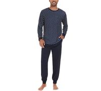 Sykooria Pyjama Hommes d'automne et d'hiver Ensemble de Chemise Manches Longues Vêtements de Nuit en Coton à Hauts et Pantalons Lâche Décontracté Confortable Stile A-PAT2 XL