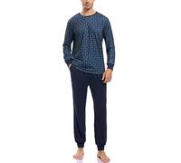 Sykooria Pyjama Hommes d'automne et d'hiver Ensemble de Chemise Manches Longues Vêtements de Nuit en Coton à Hauts et Pantalons Lâche Décontracté Confortable Stile A-Pat M