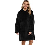 Sykooria Sweat à Capuche Polaire Oversize avec Manches Longues et Poches - Couverture Microfibre Chaude Grande Taille pour Homme Femme Jeune Portable Sweat à Capuche Surdimensionné,M,Noir-Noir