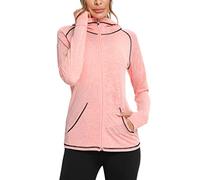 Sykooria Sweat Femme à Capuche Automne Hiver Chaud Veste Femme de Sport Respirant à Manches Longues Jacket Zippé pour Fitness Running-Vin Rouge-Rose Clair-L
