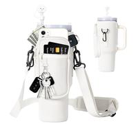 Sykrawki Sac Isotherme Stanley Cup 40oz avec Sangle Réglable - Housse de Protection Accessoires Inclut Poche Téléphone Étui Étanche, Double Paroi Isolation pour Randonnée Camping Voyage Sport（Blanc）