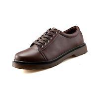 SYktcjgs Fashion Classic Business Casual Work Boots for Men PU Leather Comfortable Breathable Loafers Anti-Slip Flat Low Top Lace Up Round Toe (Color : Brown, Size : 40 EU)