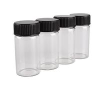 SYLALE 5 pièces 25 ML 30 * 60mm bocaux en Verre avec Bouchons en Plastique Noir Bouteilles en Verre Transparent Bouteilles de Potion flacons en Verre for Artisanat d'art