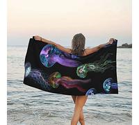 SYLALE Serviette de bain en microfibre à séchage rapide Motif méduses colorées 80 x 160 cm - Parfaite pour le bain, la plage et les voyages