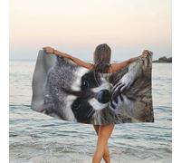 SYLALE Serviette de bain en microfibre à séchage rapide Motif raton laveur 70 x 140 cm - Parfaite pour le bain, la plage et les voyages