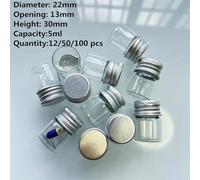 SYLALE Vente en gros 12/50/100 pcs/lot Petits pots en verre 5 ml Bouteilles en verre Bouchon à vis argenté Mini conteneurs Flacon décoratif en verre(100 pieces)