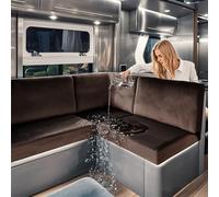 SYLC Housse Coussin Caravane Imperméable Velours, Antidérapant Housse Banquette Camping-Car avec Laçage, Housse De Coussin De Canapé Extensible (Dark Cafe,W 90-130 cm, D 70-85 cm)