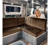 SYLC Housse Coussin Caravane Imperméable Velours, Antidérapant Housse Banquette Camping-Car avec Laçage, Housse De Coussin De Canapé Extensible (Caramel,W 100-130 cm, D 45-55 cm)