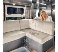 SYLC Housse Coussin Caravane Imperméable Velours, Antidérapant Housse Banquette Camping-Car avec Laçage, Housse De Coussin De Canapé Extensible (Beige,W 130-160 cm, D 70-85 cm)