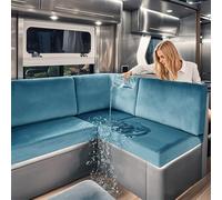 SYLC Housse Coussin Caravane Imperméable Velours, Antidérapant Housse Banquette Camping-Car avec Laçage, Housse De Coussin De Canapé Extensible (Blue,W 130-160 cm, D 70-85 cm)