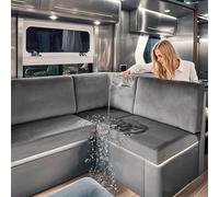 SYLC Housse Coussin Caravane Imperméable Velours, Antidérapant Housse Banquette Camping-Car avec Laçage, Housse De Coussin De Canapé Extensible (Dark Grey,W 100-125 cm, D 55-65 cm)