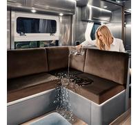 SYLC Housse Coussin Caravane Imperméable Velours, Antidérapant Housse Banquette Camping-Car avec Laçage, Housse De Coussin De Canapé Extensible (Coffee,W 100-130 cm, D 45-55 cm)