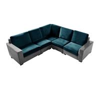 SYLC Housse Coussin pour canapé d'angle en Velour Extensible, antidérapantes Housse canapé pour Siege/Assise/Dossier/Banquette/Caravane/Pouf carré (Teal,11pcs(5 Seats+6 Backs))