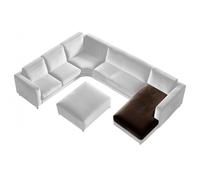 SYLC Housse Coussin pour canapé d'angle en Velour Extensible, antidérapantes Housse canapé pour Siege/Assise/Dossier/Banquette/Caravane/Pouf carré (Dark Coffee,1pc Chaise Lounge)