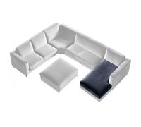 SYLC Housse Coussin pour canapé d'angle en Velour Extensible, antidérapantes Housse canapé pour Siege/Assise/Dossier/Banquette/Caravane/Pouf carré (Dark Grey,1pc Chaise Lounge)