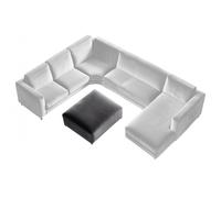 SYLC Housse Coussin pour canapé d'angle en Velour Extensible, antidérapantes Housse canapé pour Siege/Assise/Dossier/Banquette/Caravane/Pouf carré (Grey,1pc Ottoman)
