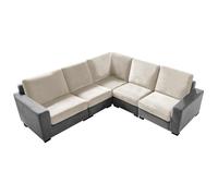 SYLC Housse Coussin pour canapé d'angle en Velour Extensible, antidérapantes Housse canapé pour Siege/Assise/Dossier/Banquette/Caravane/Pouf carré (Beige,11pcs(5 Seats+6 Backs))