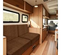 SYLC Housse De Coussin Caravane Velours Gaufré, Housse Banquette Camping-Car avec 4 Liens, Housse De Coussin Extensible Canapé Dinette Mobil Home (Bronze,Width 99-127, Depth 31-45)