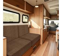 SYLC Housse De Coussin Caravane Velours Gaufré, Housse Banquette Camping-Car avec 4 Liens, Housse De Coussin Extensible Canapé Dinette Mobil Home (Camel,Width 99-127, Depth 31-45)