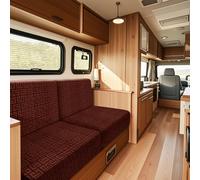 SYLC Housse De Coussin Caravane Velours Gaufré, Housse Banquette Camping-Car avec 4 Liens, Housse De Coussin Extensible Canapé Dinette Mobil Home (Rustred,Width 99-127, Depth 31-45)