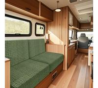 SYLC Housse De Coussin Caravane Velours Gaufré, Housse Banquette Camping-Car avec 4 Liens, Housse De Coussin Extensible Canapé Dinette Mobil Home (Avocado,Width 99-127, Depth 31-45)