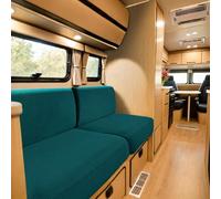 SYLC Housse De Coussin De Siège De Caravane, Jacquard Housse Banquette Camping Car avec 2 Courroies, Housse De Coussin De Canapé Extensible (Teal,W 130-160 cm, D 60-90 cm)