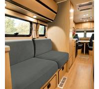 SYLC Housse De Coussin De Siège De Caravane, Jacquard Housse Banquette Camping Car avec 2 Courroies, Housse De Coussin De Canapé Extensible (Med Grey,W 160-195 cm, D 60-90 cm)